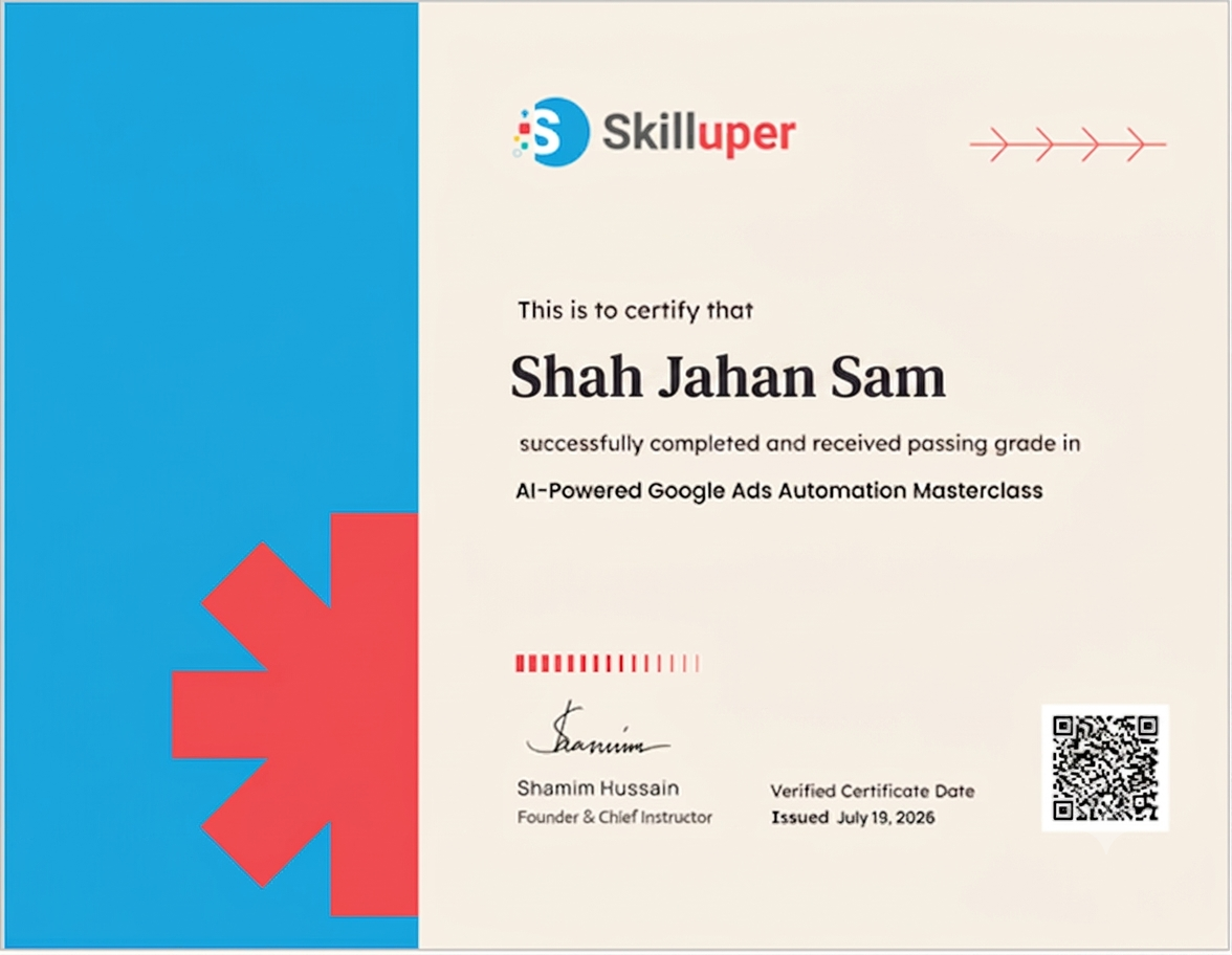 Shah Jahan Sam Ai Powered Google ads mastersy