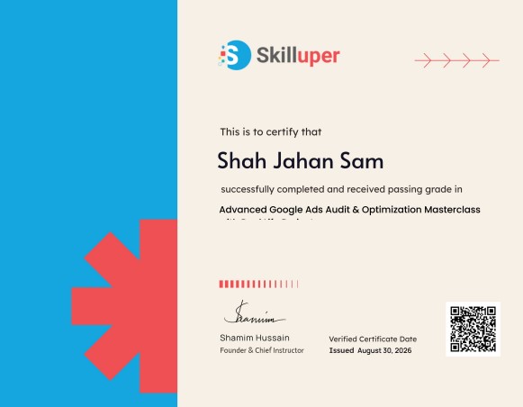 Google ads audit and optimization certificate